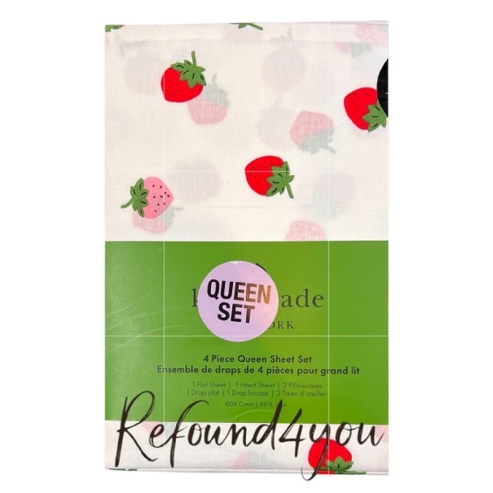 Kate Spade - ‘Strawberries’ Queen Sheet Set. NWT Firm! Last one!